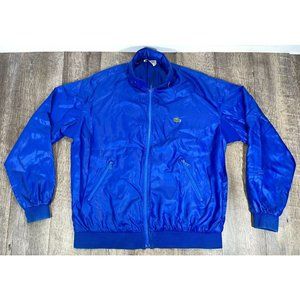 Vintage Izod Lacoste * Men's XL Blue Full Zip Jacket * Zip Pockets * Collar Hood